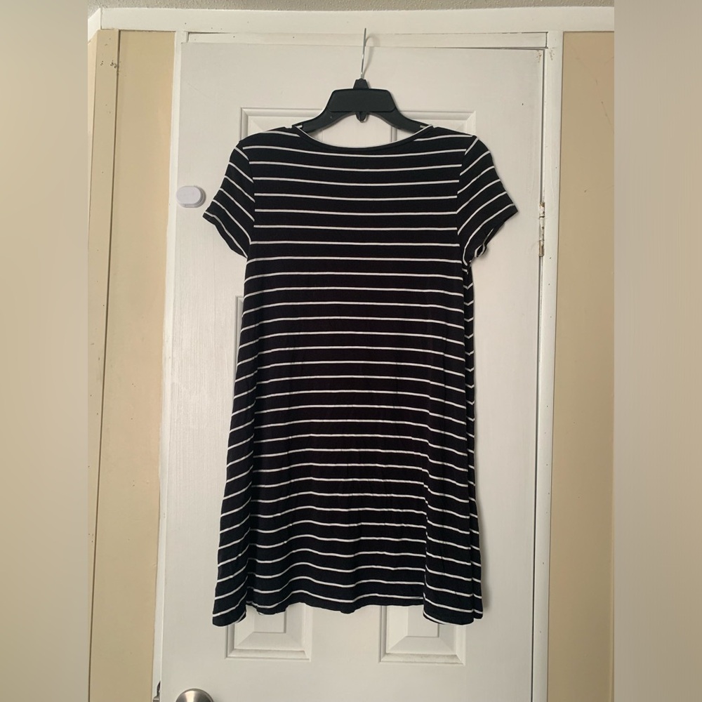Black and White Striped T-Shirt Dress - Picture 2 of 3